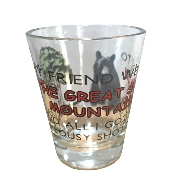 Shot Glass Great Smokey Mountains Tennessee Bear Tree Tourist Souvenir - Picture 1 of 3